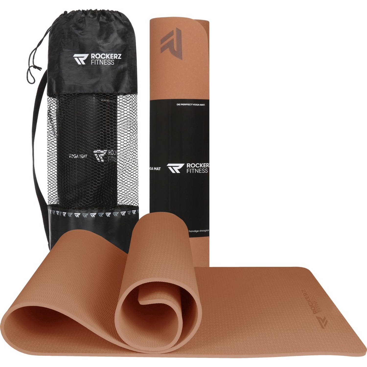 Yoga Mat Fitness Mat Terracotta Yogamat Anti Slip & Eco Extra Dik Duurzaam Tpe Materiaal Incl Draagt