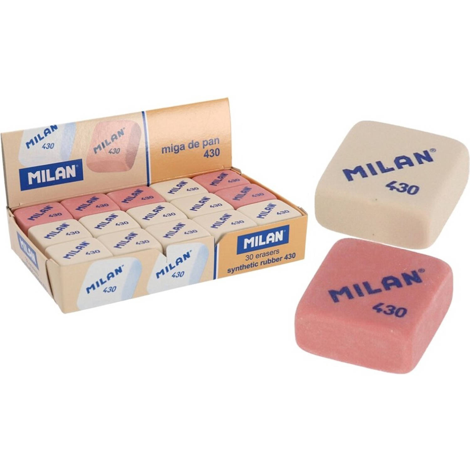 30 Gummen Het Klassieke Milan-rubber Gum Zachte Gum Gummen Knutselen 2,8 X 2,8 X 3 Cm Wit,roze