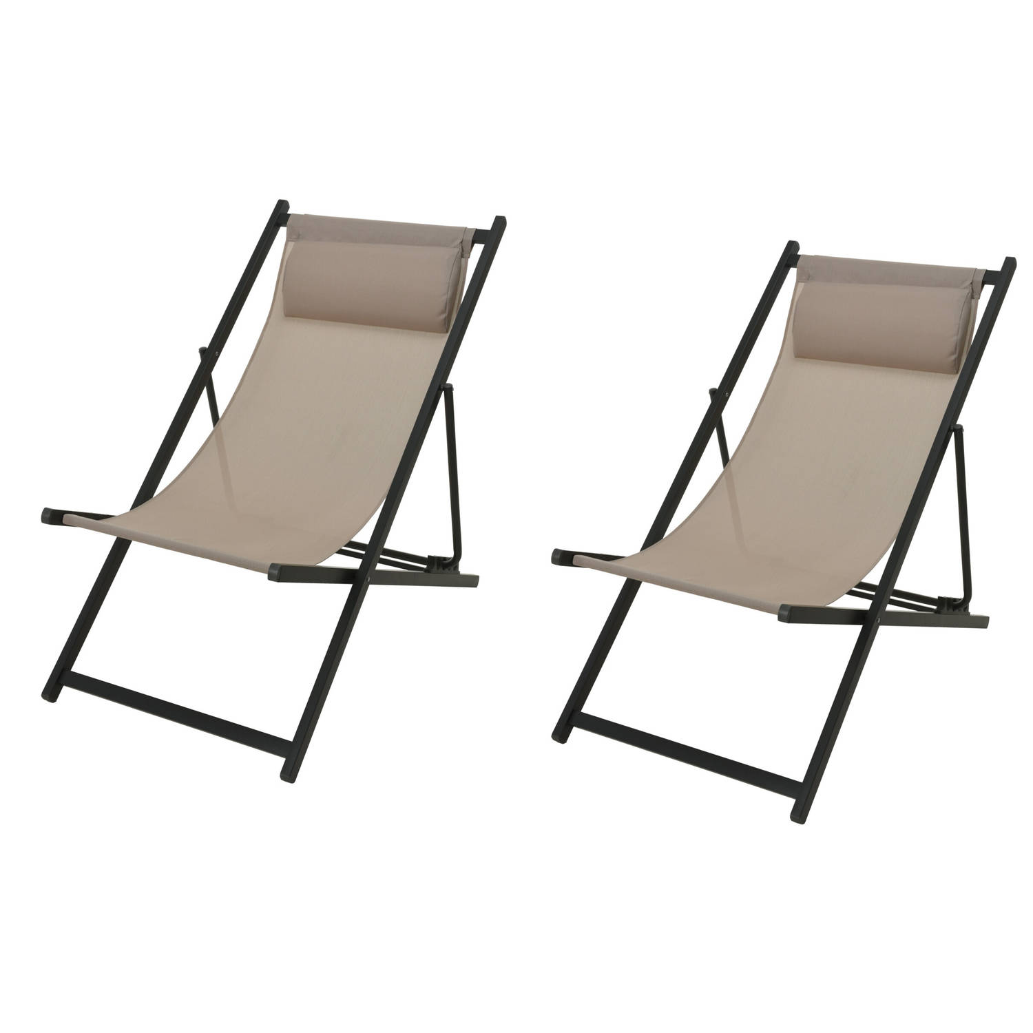 2 Aluminium Ligstoel/ Strandstoel Comfortabel Taupe | Blokker