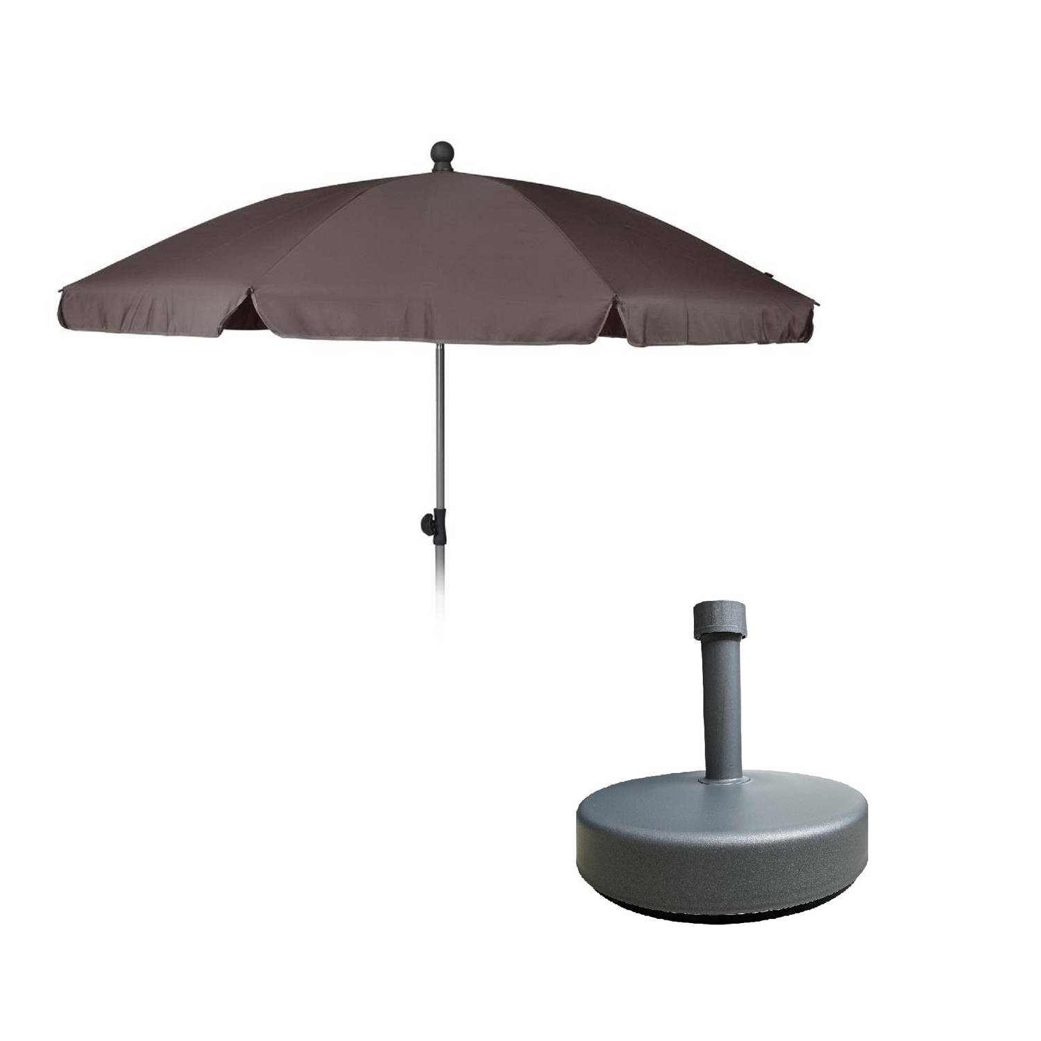 StokParasol met Taupe 200 cm met Bijpassende Vulbare Parasolvoet