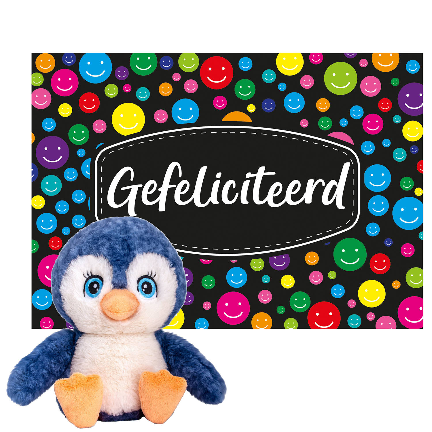 Keel Toys Cadeaukaart Gefeliciteerd Met Knuffeldier Pinguin 25 Cm Knuffeldier