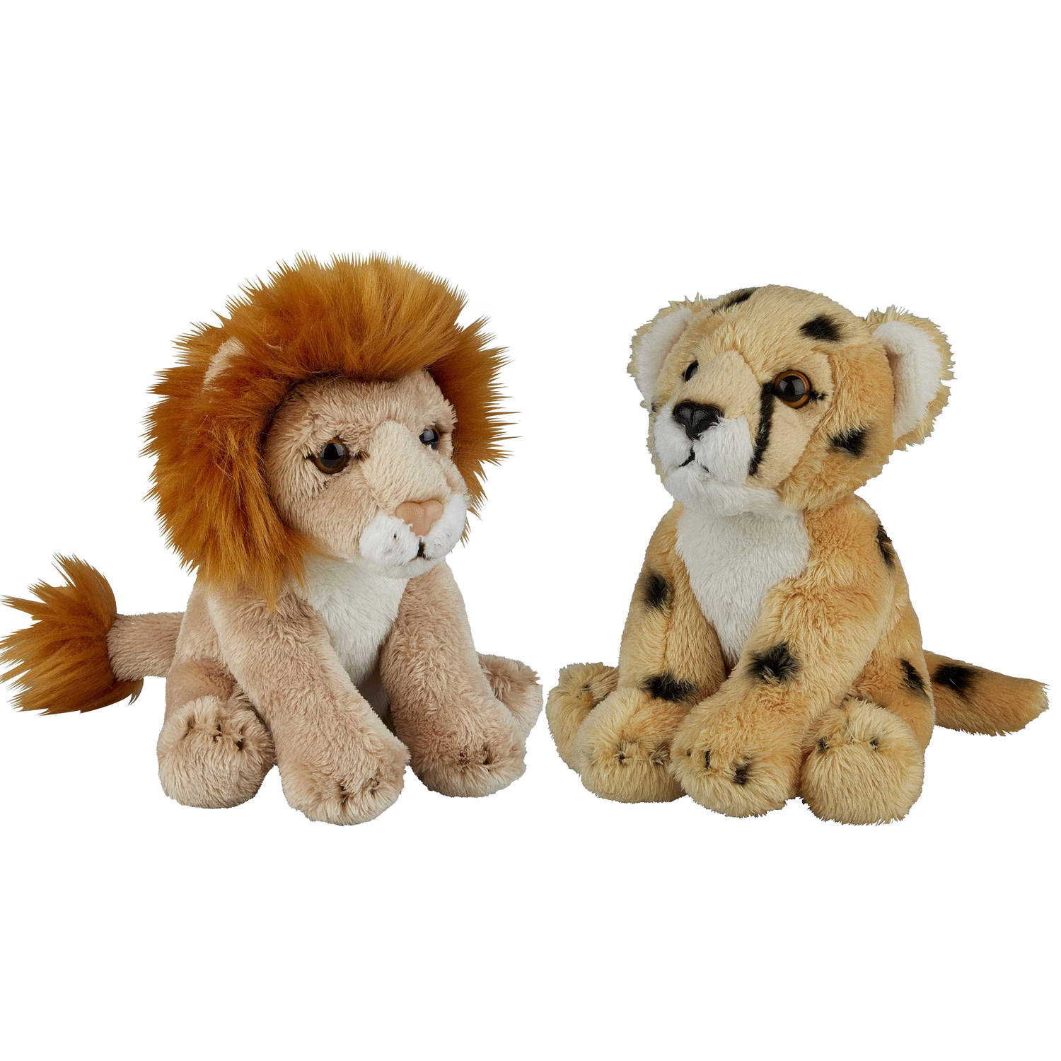 Safari Dieren Serie Pluche Knuffels 2x Stuks Cheetah En Leeuw Van 15 Cm Knuffeldier