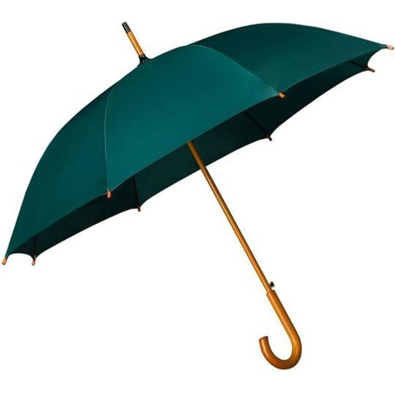 Paraplu met houten handvat - paraplu&apos;s - Houten Paraplu - Kwaliteit paraplu Groen