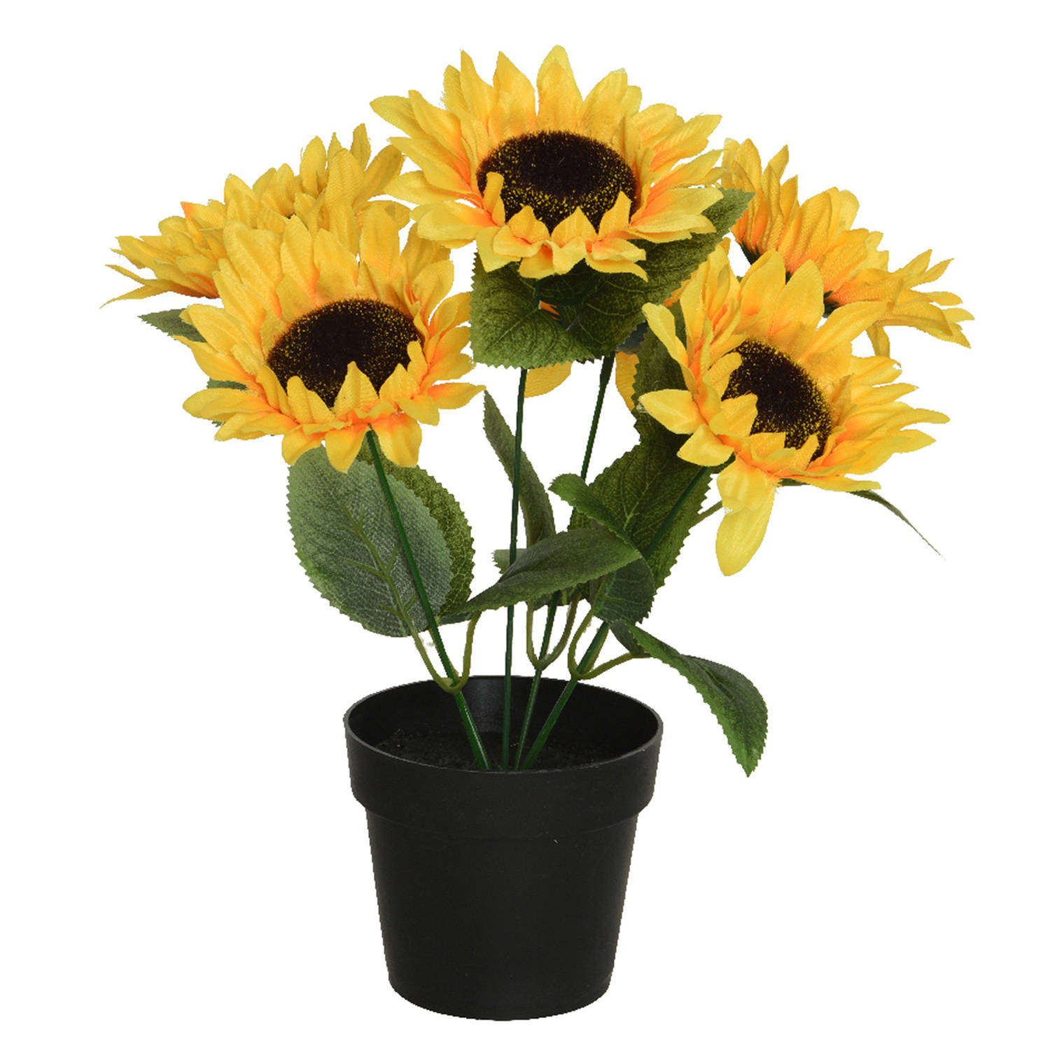 Permanent De lucht Klokje Kunst zonnebloemen in pot - kunststof - 25 x 25 x 28 - geel - Kunstplanten  | Blokker