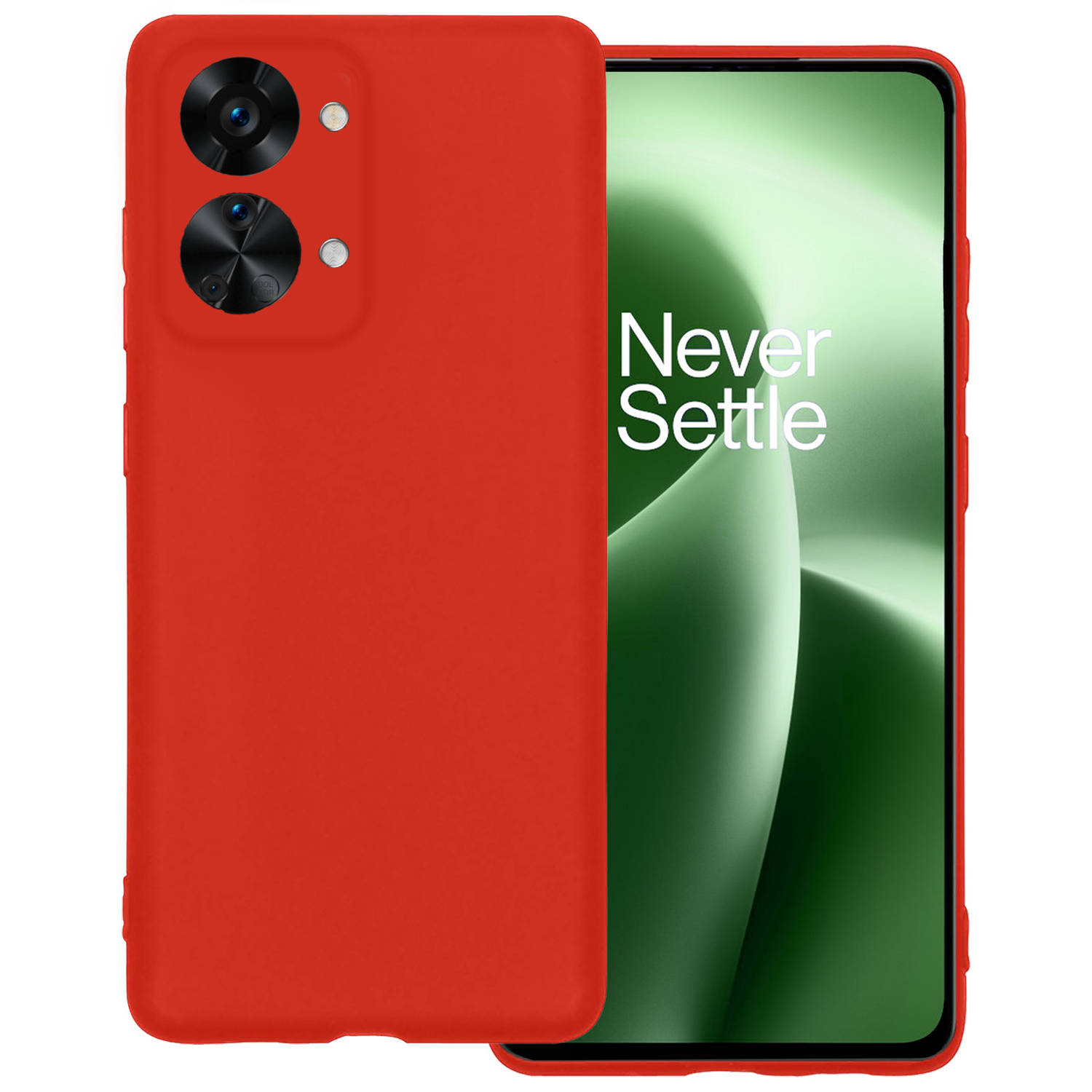 OnePlus Nord 2T Hoesje Siliconen Back Cover Case - OnePlus Nord 2T Hoes Silicone Case Hoesje - Rood