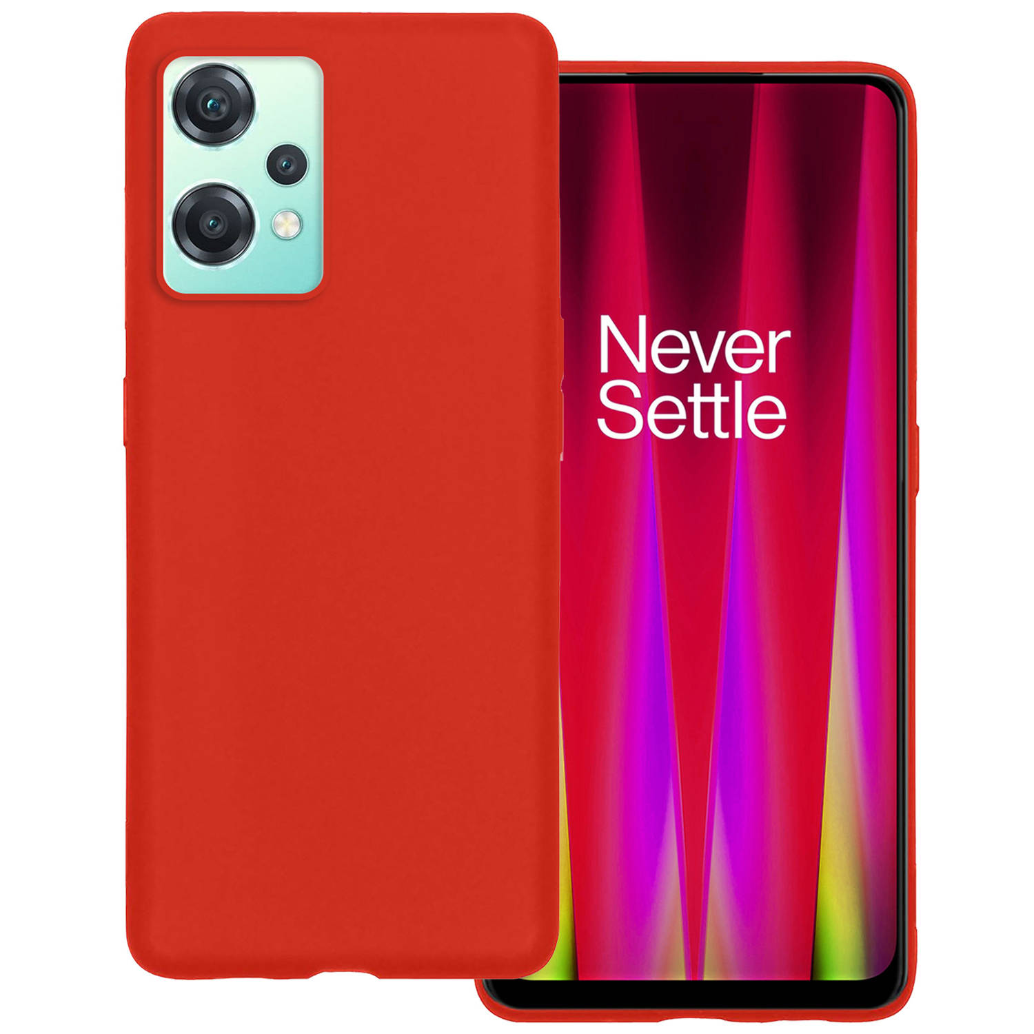 OnePlus Nord CE 2 Lite Hoesje Siliconen Back Cover Case - OnePlus Nord CE 2 Lite Hoes Silicone Case Hoesje - Rood