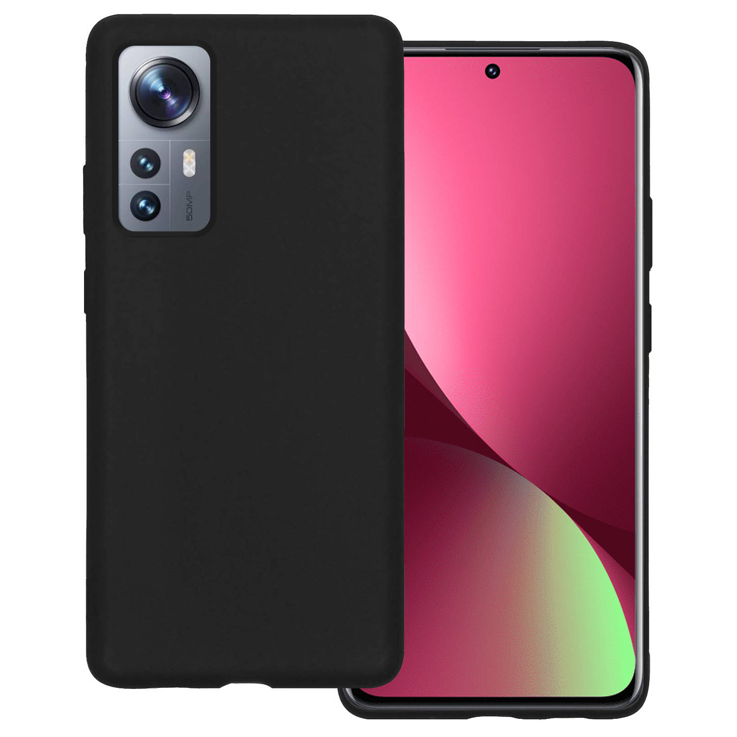 Basey Xiaomi 12 Pro Hoesje Siliconen Hoes Case Cover Xiaomi 12 Pro-Zwart