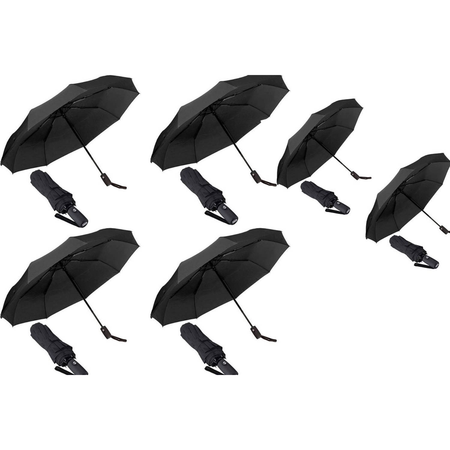 6x Stormparaplu - Paraplu – Automatisch, Opvouwbaar & Windproof tot 70 - 80 km p/u - 95 cm - 7 panelen - Blokker