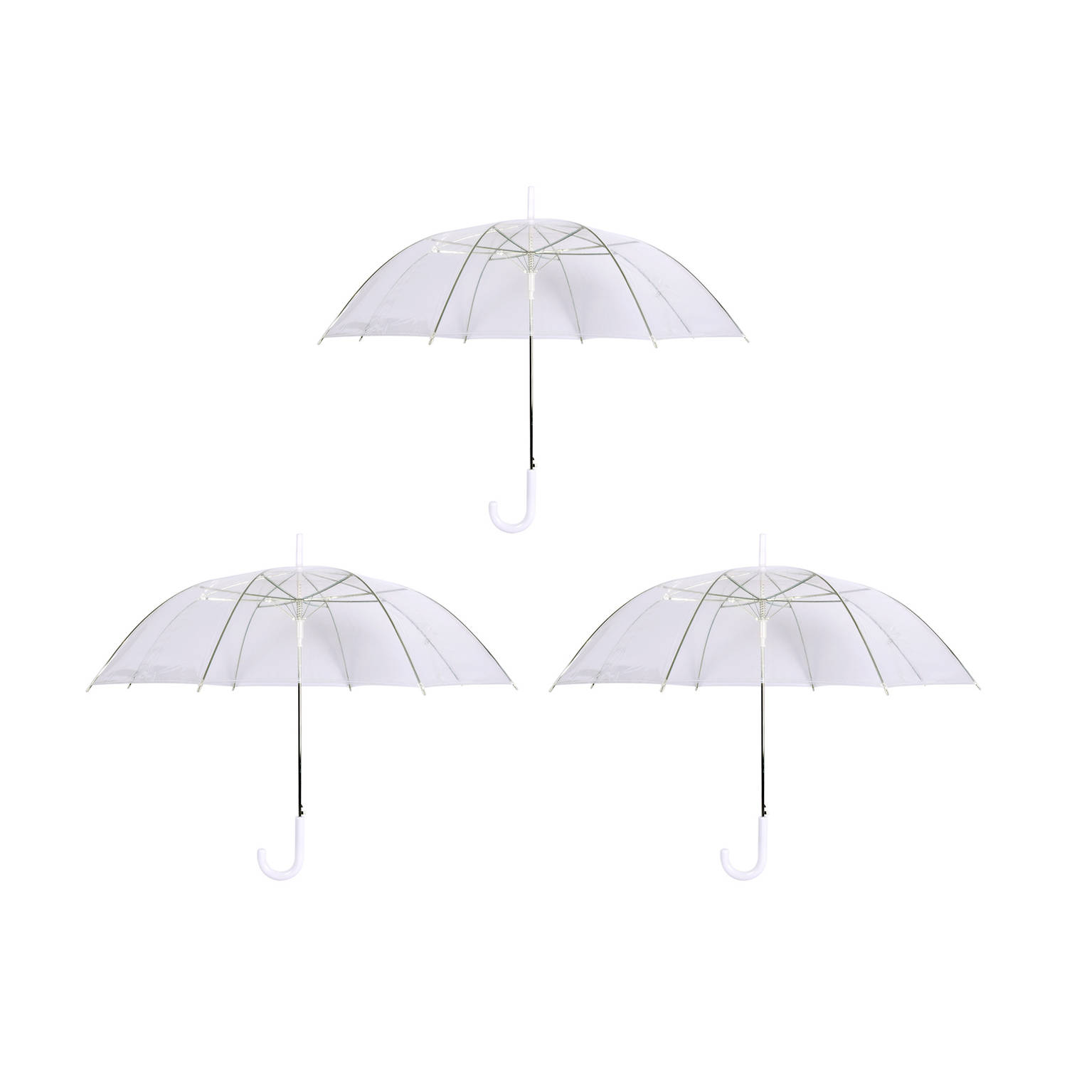 3 Stuks Paraplu Transparant Plastic Paraplu's 100 Cm Doorzichtige Paraplu Trouwparaplu Bruidspa