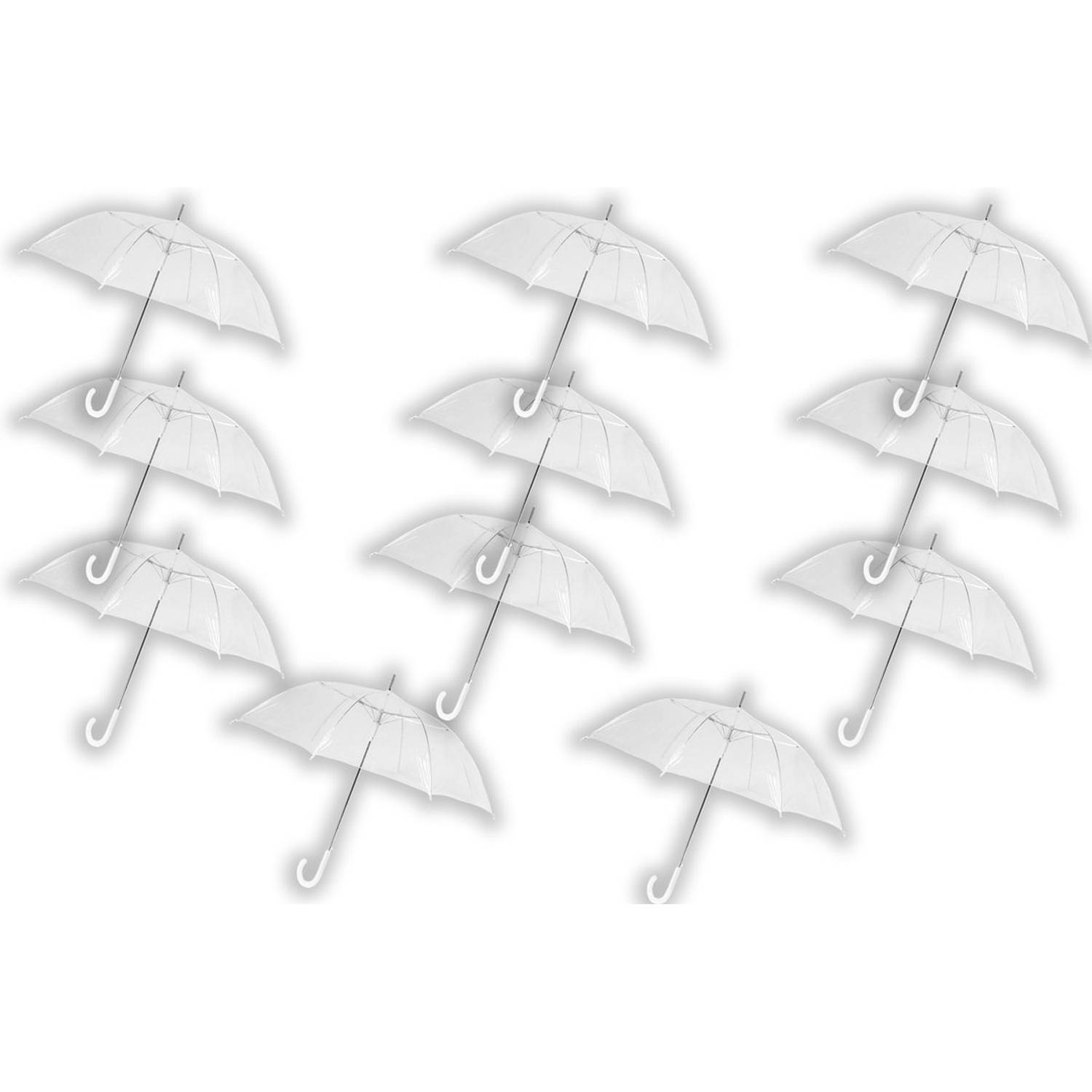11 stuks Paraplu transparant plastic paraplu's 100 cm - doorzichtige paraplu - trouwparaplu - - stijlvol - | Blokker