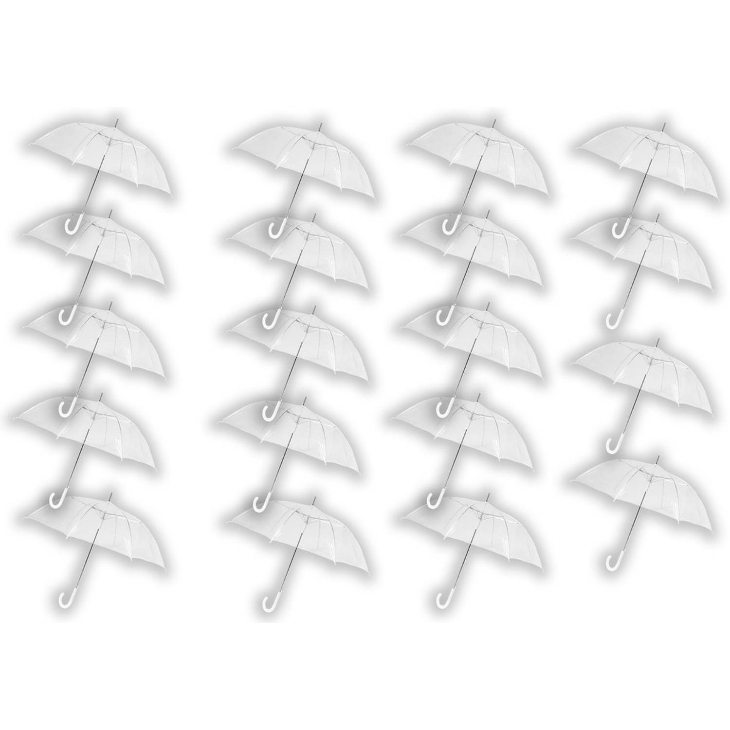 19 stuks Paraplu transparant plastic paraplu's 100 cm - doorzichtige paraplu - trouwparaplu - bruidsparaplu - stijlvol - bruiloft - trouwen - fashionable - trouwparaplu
