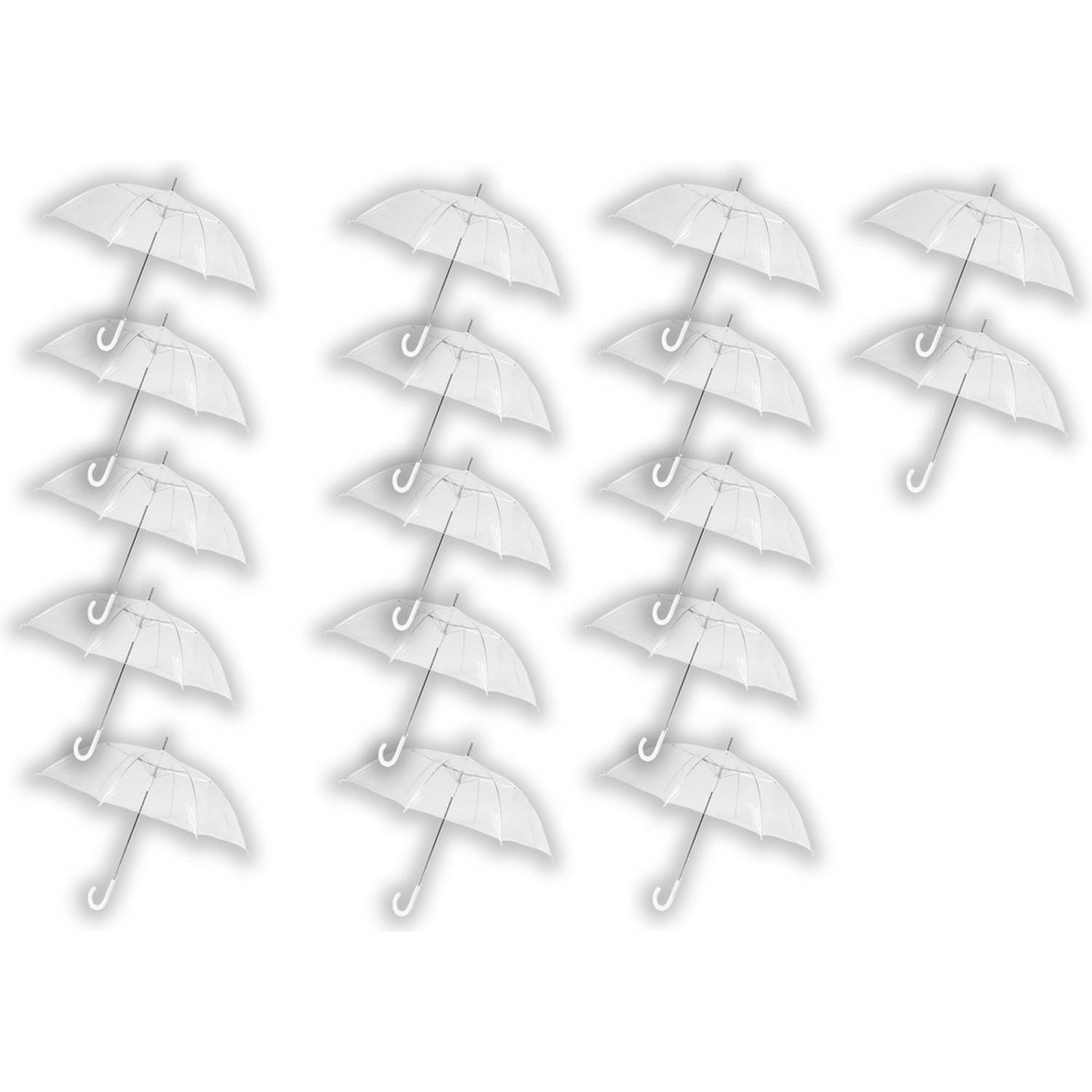 17 stuks Paraplu transparant plastic paraplu's 100 cm - doorzichtige paraplu - trouwparaplu - bruidsparaplu - stijlvol - bruiloft - trouwen - fashionable - trouwparaplu