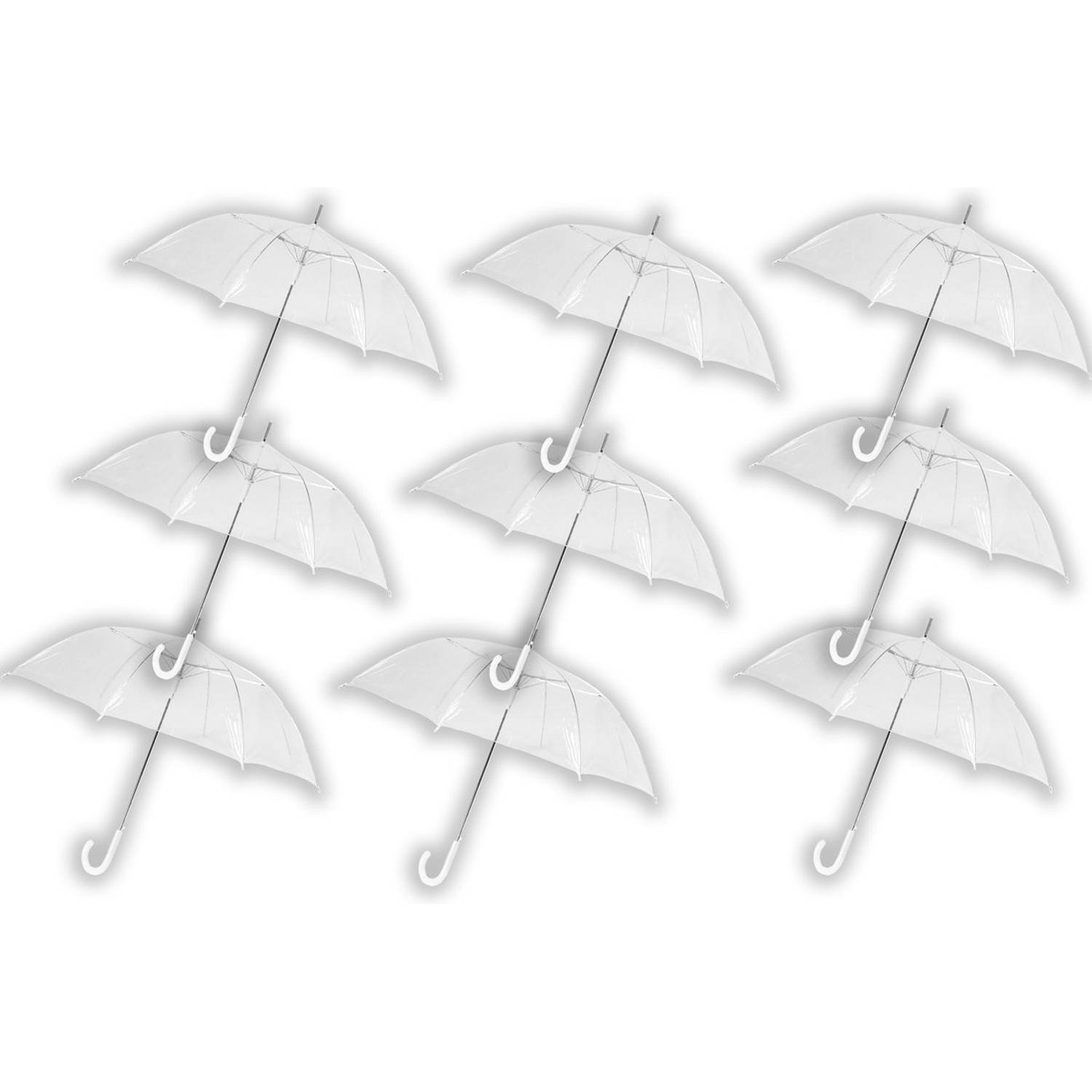 9 Paraplu transparant plastic paraplu's 100 cm - doorzichtige paraplu - trouwparaplu bruidsparaplu - stijlvol - | Blokker