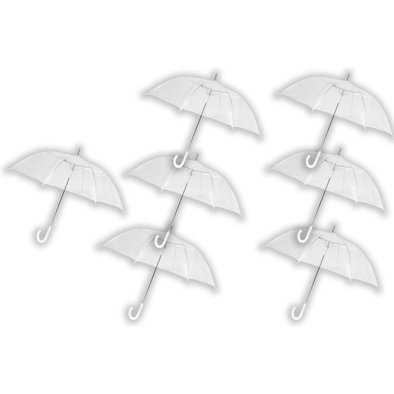 7 Paraplu transparant plastic paraplu's 100 cm - doorzichtige paraplu - trouwparaplu - bruidsparaplu - stijlvol - | Blokker