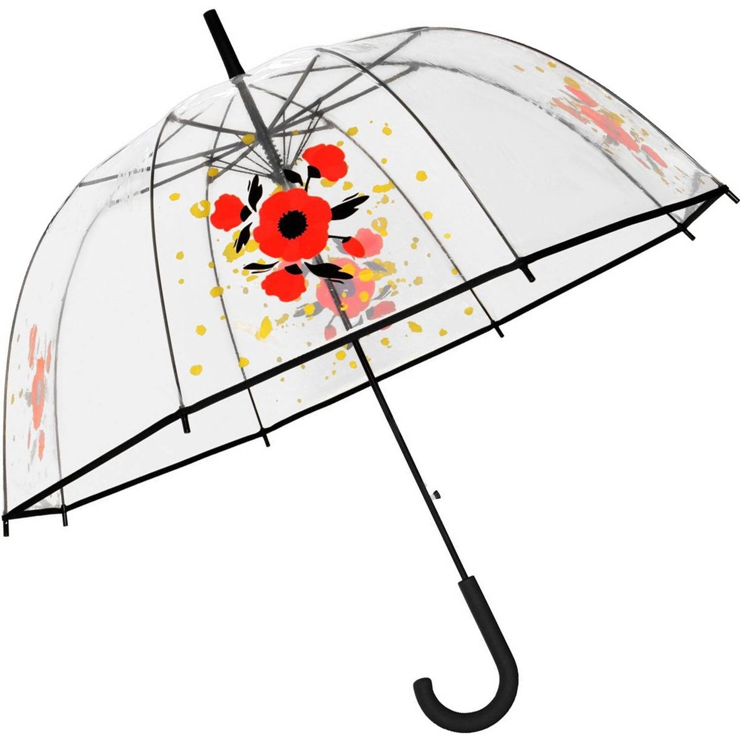 Paraplu met bloemen - Koepelparaplu Transparant PVC Diameter 86 cm - TRANSPARANT - AUTOMAAT - Ø 86 CM - DESSIN