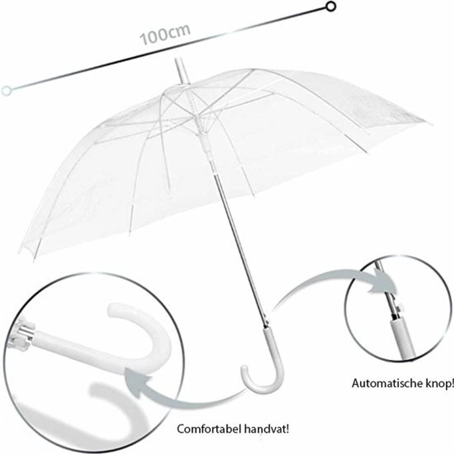 spijsvertering een vergoeding Allergisch Paraplu transparant - doorzichtige paraplu - paraplu - transparante paraplu  volwassenen - koepelparaplu - paraplu | Blokker
