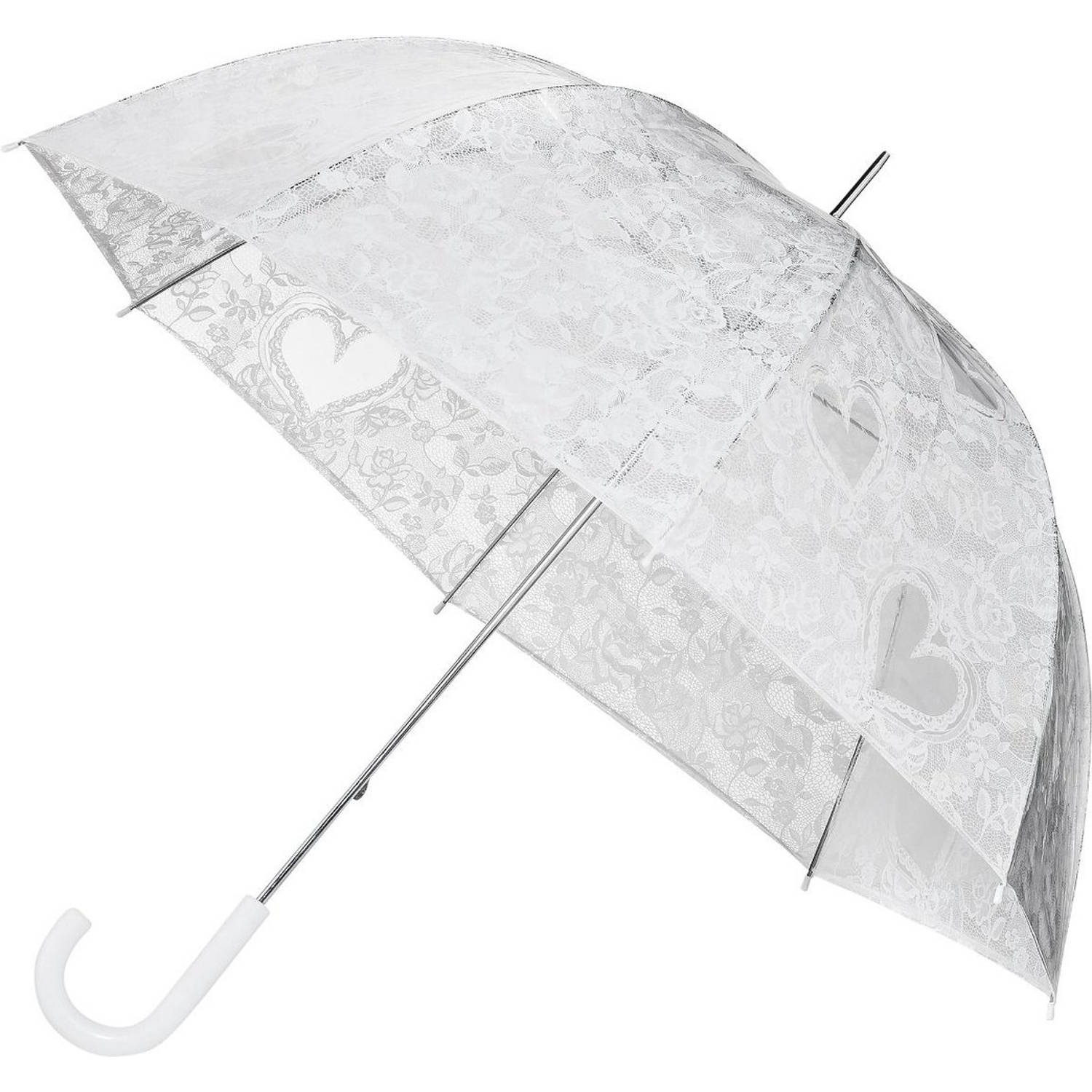 Paraplu met hartjes TRANSPARANT - HANDOPENING - Ø 95CM - TRANSPARANT - Paraplu - Fashion Design - Transparant