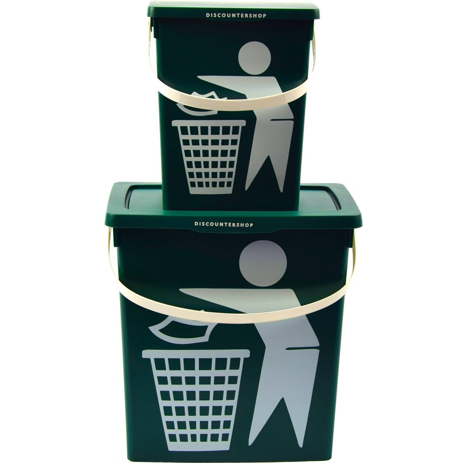 Handig klein afvalbak Afvalemmer containertje| 100% BIO recyclable | 30.8x25x14 cm| organisch afval 11/4.5 liter Groen | 2 Stuks