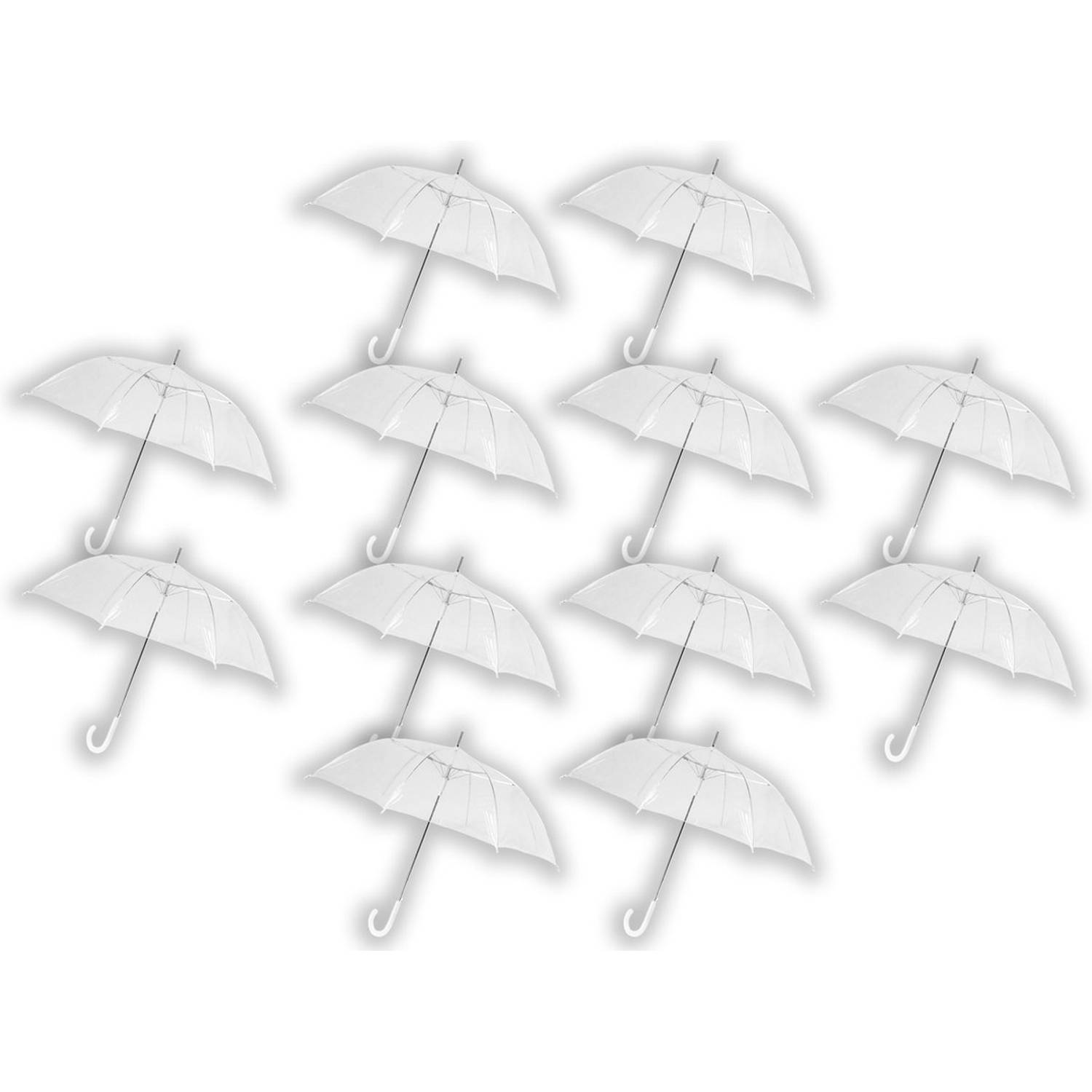 Concessie stuk chocola 12 stuks Paraplu transparant plastic paraplu's 100 cm - doorzichtige paraplu  - trouwparaplu - bruidsparaplu - stijlvol - | Blokker