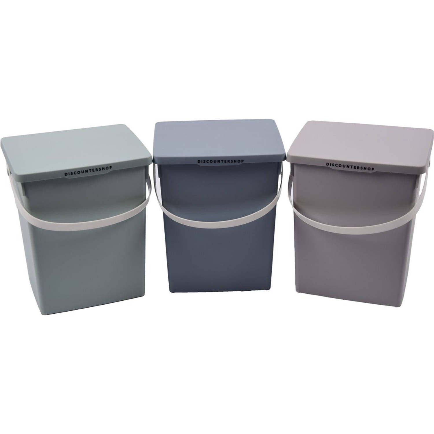Discountershop® 3x Opbergbox Afsluitbare Multibox 4.5 Liter 100% Bio Recyclable 23x16x13.5 Cm Grijs-