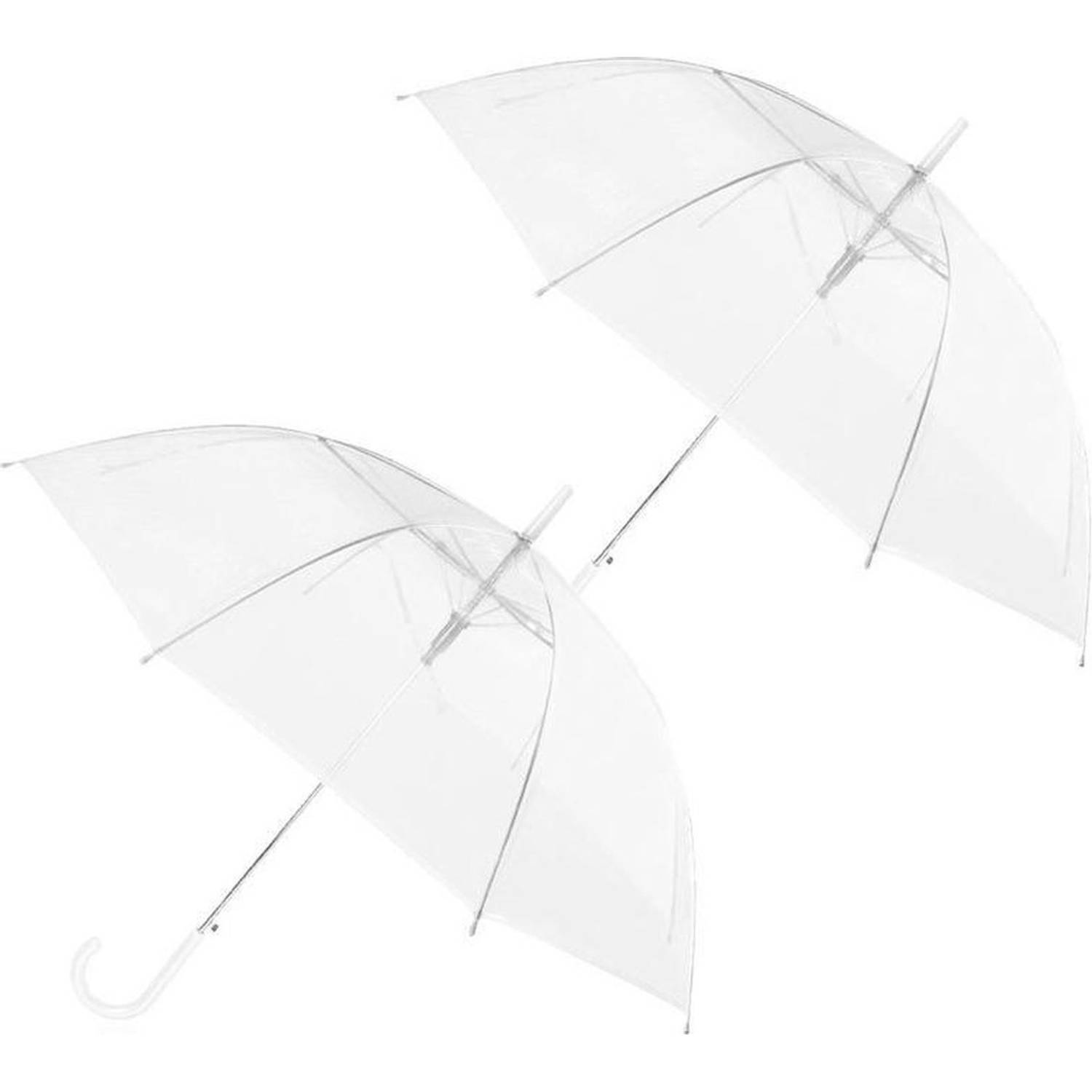 2x Transparant plastic paraplu 92 - doorzichtige paraplu - trouwparaplu - bruidsparaplu - stijlvol - - | Blokker