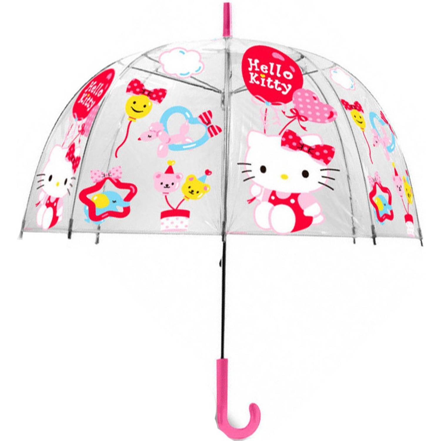 Kinder paraplu Hello Kitty transparant 48 cm - Hello Kitty paraplus voor kinderen - Transparant
