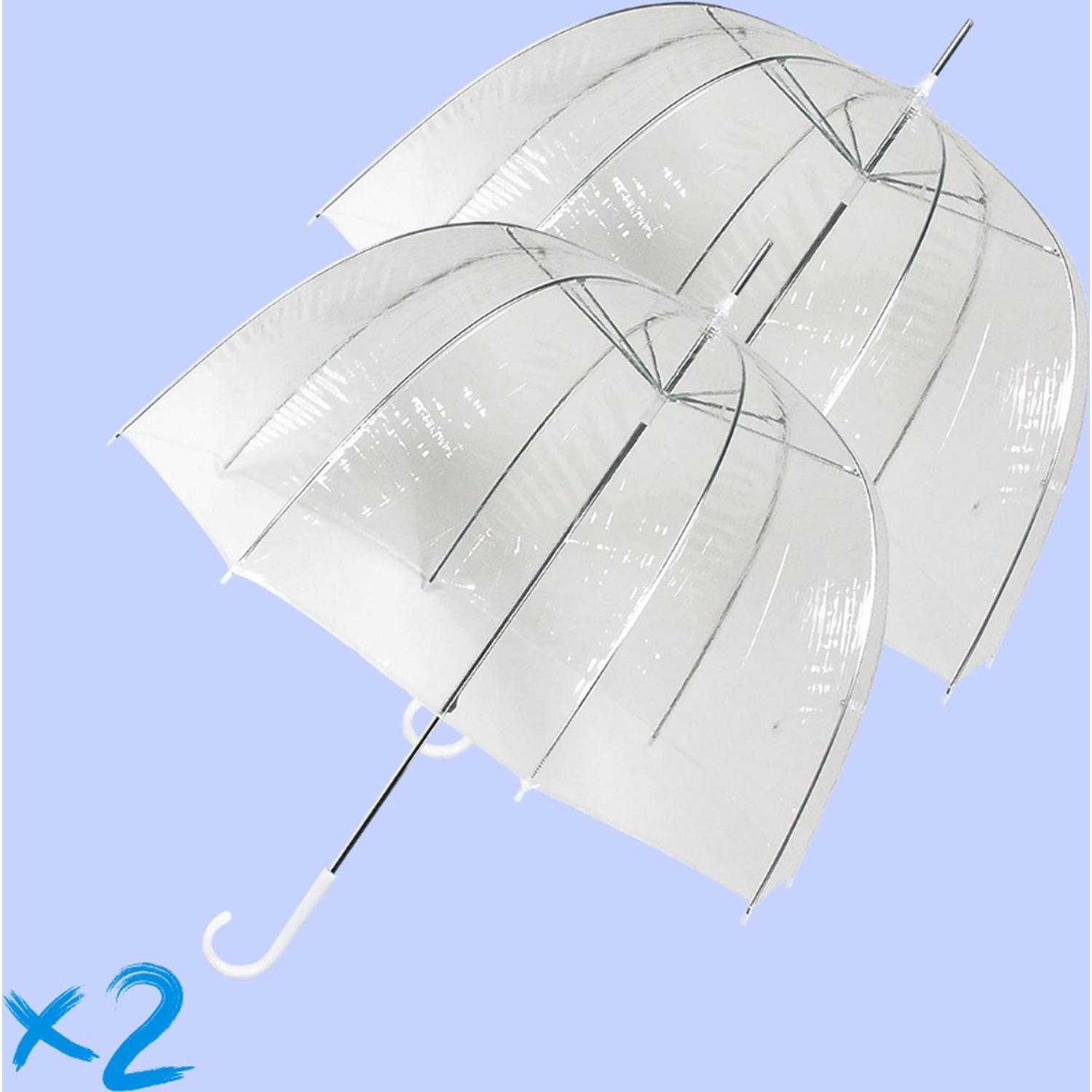 Beweegt niet Bedienen fluiten 2x Transparante koepelparaplu 75 cm - doorzichtige paraplu - trouwparaplu -  bruidsparaplu - stijlvol - plastic - | Blokker