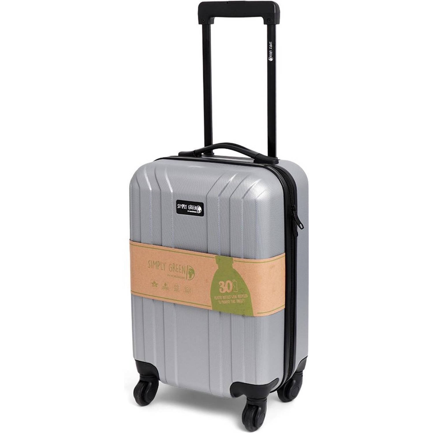 Monopoly logo Wijzerplaat Norlander Duurzame Handbagage koffer - Reiskoffer - Simply Green - Duurzaam  Rpet - Grijs | Blokker