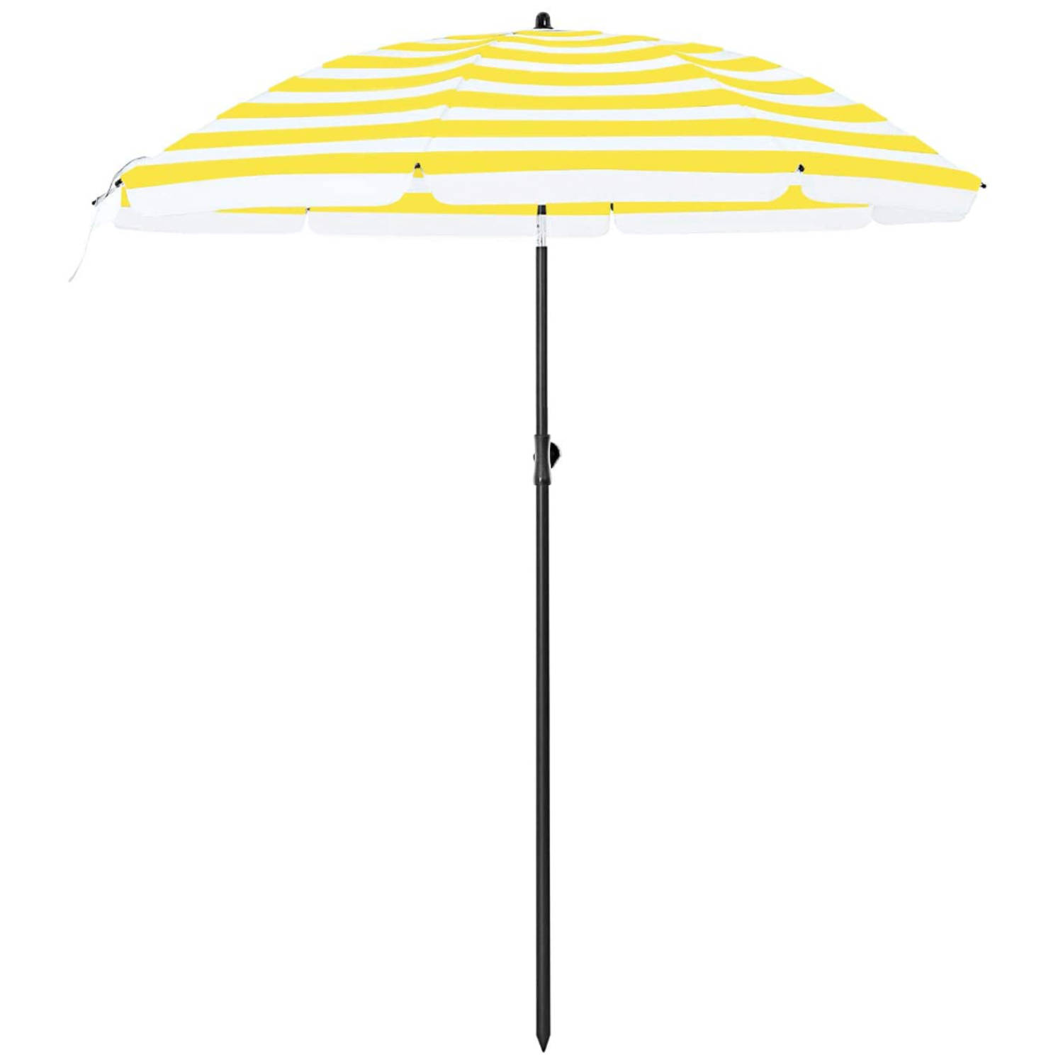 ACAZA Parasol 180 cm diameter, rond / achthoekige strandparasol, knikbaar, kantelbaar, met draagtas - gele strepen