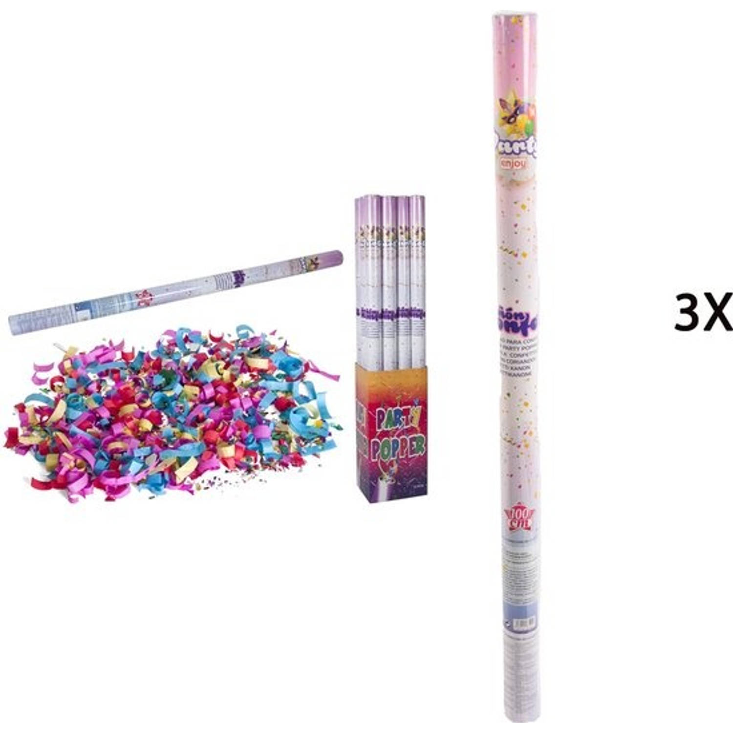 Discountershop party popper - 3x Party confetti shooter 100 cm - party popper confetti kanon
