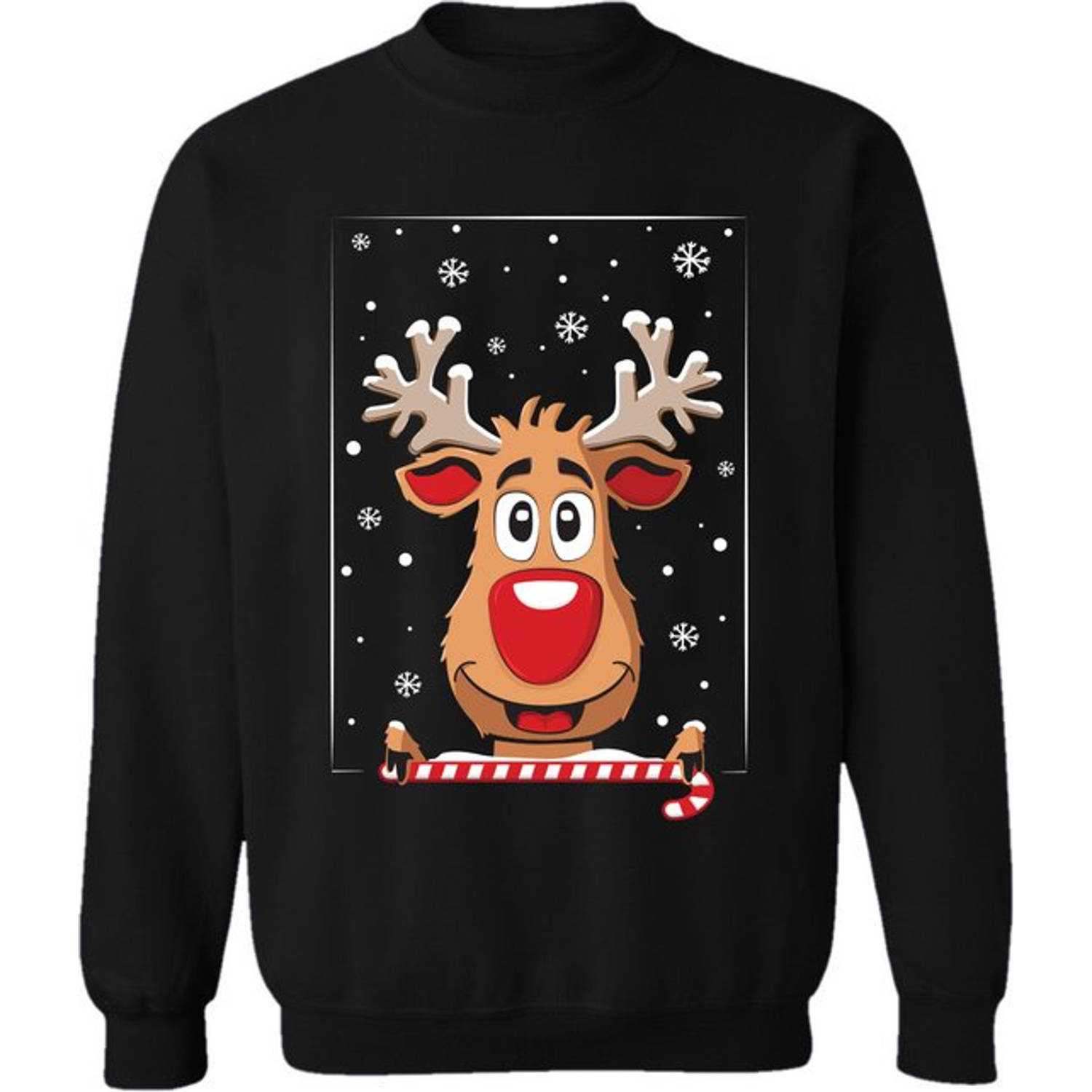 JAP Foute kersttrui - Rudolf het rendier sweater - Kerstcadeau volwassenen - Dames en heren - Kerst - XL - Zwart