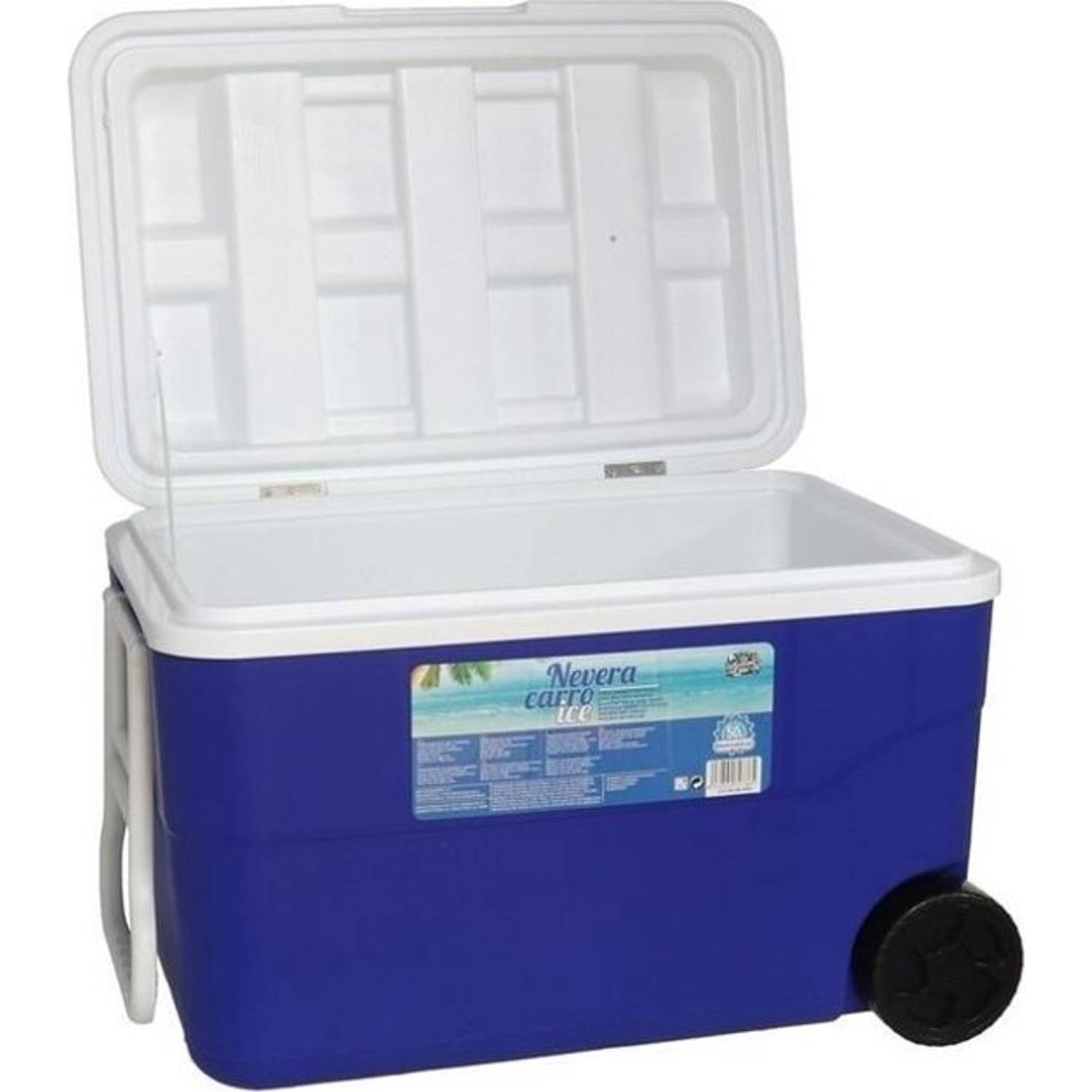 Gerimport Koelbox Met Wielen 50 Liter 64 X 42 Cm Blauw/wit
