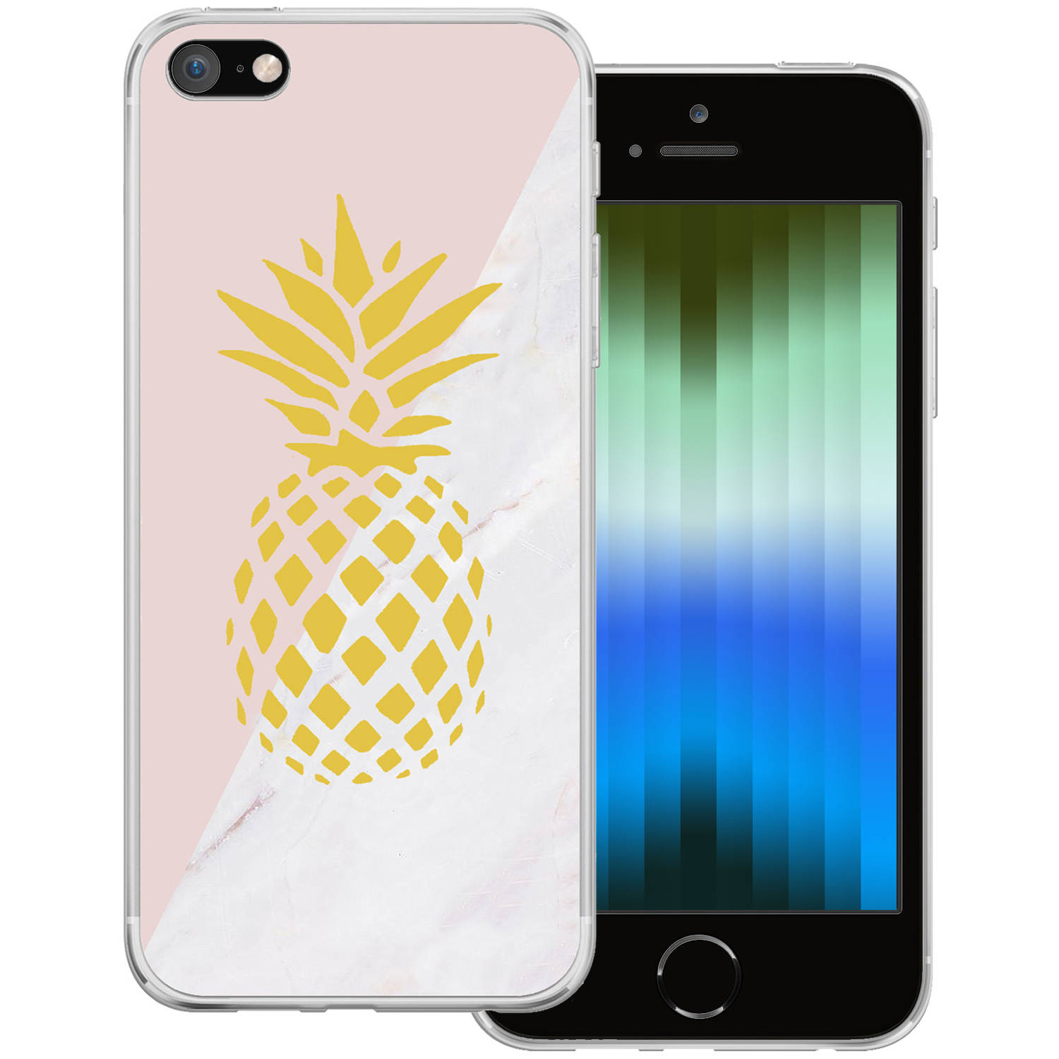 Basey Apple iPhone SE (2022) Hoesje Siliconen Hoes Case Cover Apple iPhone SE (2022)-Ananas