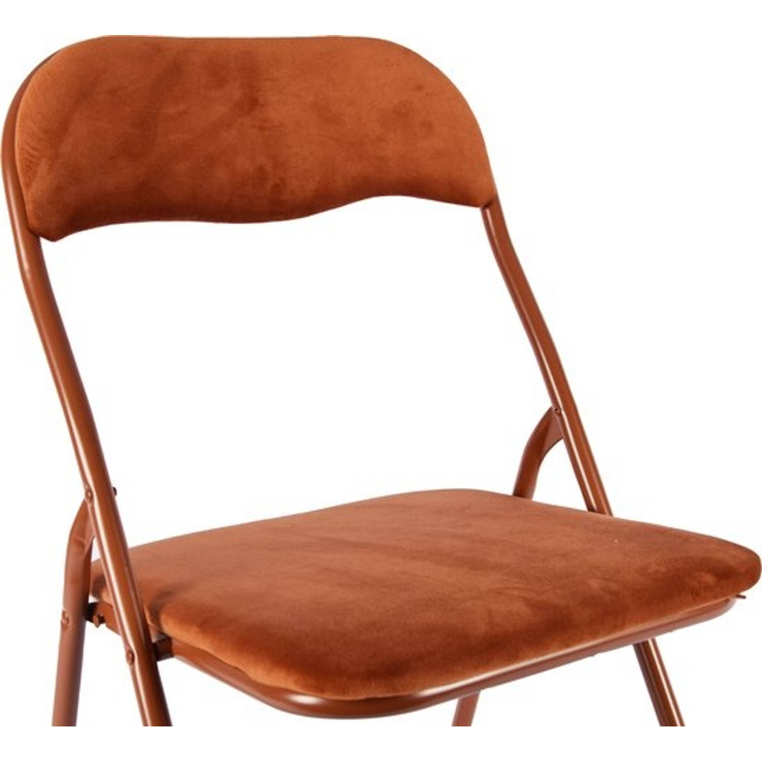 Klapstoel met zithoogte van 43 cml Vouwstoel velvet zitvlak en rug bekleed camel bruin