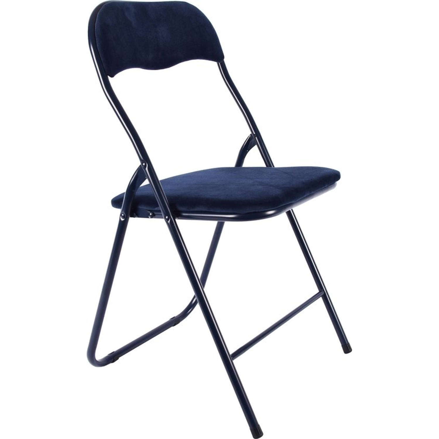 essay Electrificeren Deuk 3x Klapstoel met zithoogte van 43 cml Vouwstoel velvet zitvlak en rug  bekleed donkerblauw | Blokker