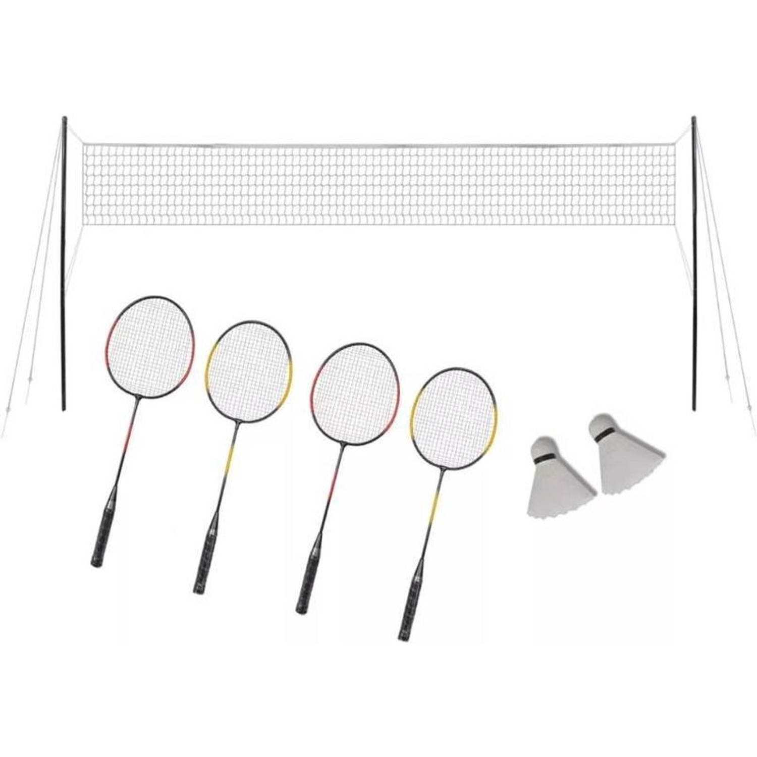 Badminton set Inclusief shuttles met net 4 spelers