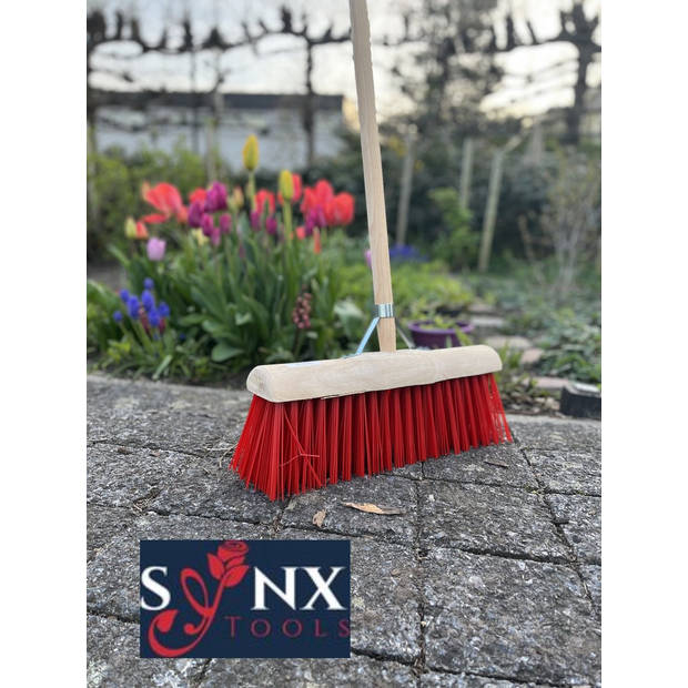 Synx Tools Gemeente bezem 45 cm Nylon - Straatbezem / Stadsbezem - Met Steel 150 cm - Bezems - Schrobborstel