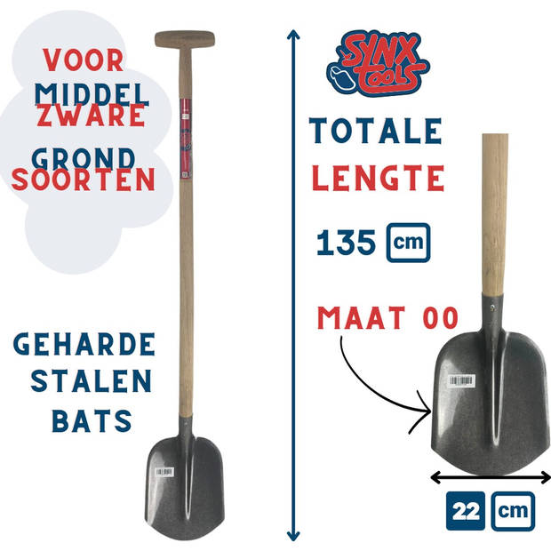 Synx Tools Bats 00 - Schoppen / Spades - Schep / Bodembewerkers - Tuingereedschap - Inclusief Steel 100cm