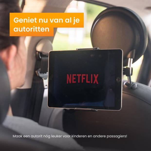 R2B Tablet houder auto hoofdsteun met verstelbare arm - Tablethouder voor Tablet, telefoon en meer! - Model Nijmegen