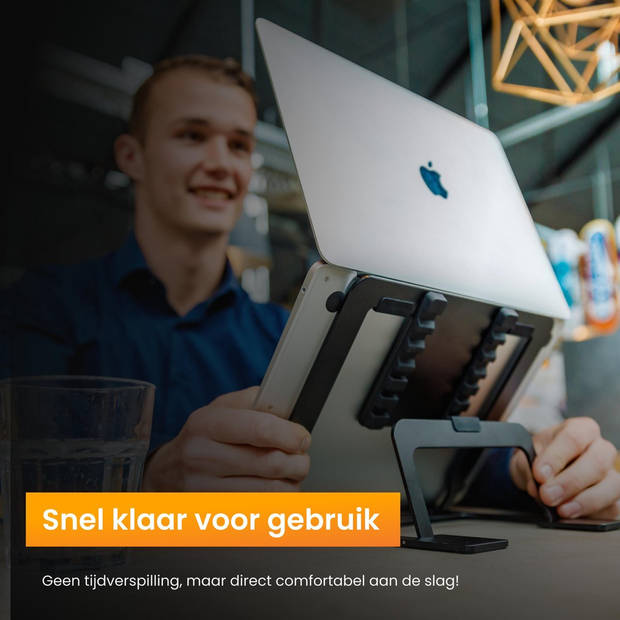 R2B Laptop standaard verstelbaar en opvouwbaar - Model "Eindhoven" - Zwart - 10 tot 17 inch