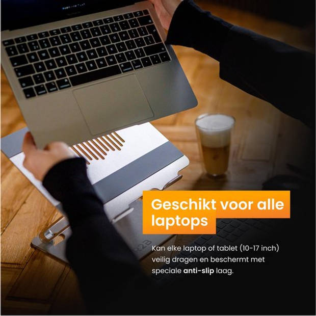 R2B Laptop standaard Verstelbaar en Opvouwbaar - Zilver - 10 t/m 17 inch -Laptopverhoger - Tablet Standaard -Laptoptafel