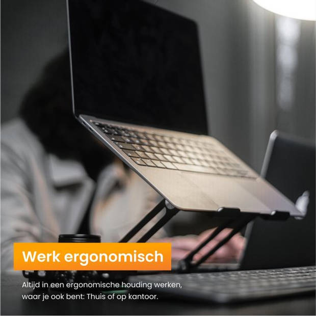 R2B Laptop standaard Verstelbaar en Opvouwbaar - Zwart - 10 t/m 17 inch - Laptop Verhoger- Tablet Standaard -Laptoptafel