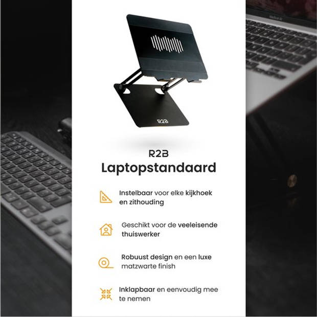 Laptop standaard verstelbaar en opvouwbaar - Laptophouder - t/m 17 inch - Zwart