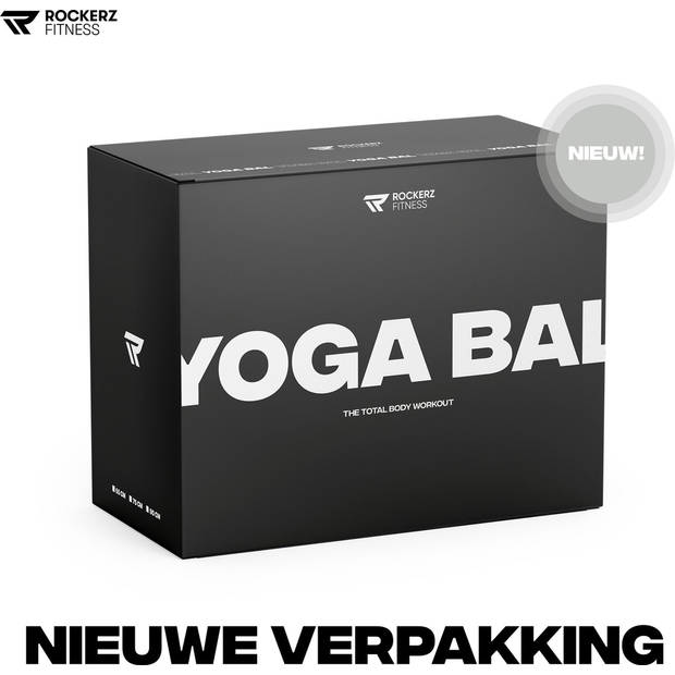 Rockerz Fitness® - Yoga bal inclusief pomp - Pilates bal - Fitness bal - Zwangerschapsbal - 90 cm - kleur: Grijs