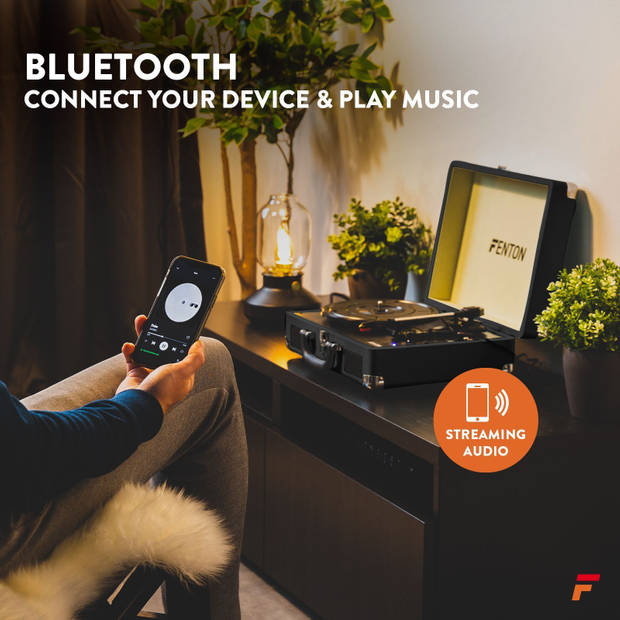 Platenspeler Bluetooth - Fenton RP115C - Retro platenspeler met speakers - Stereo - Zwart