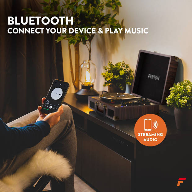 Platenspeler Bluetooth en USB met Ingebouwde Speakers - Fenton RP115B - Retro - Houtlook