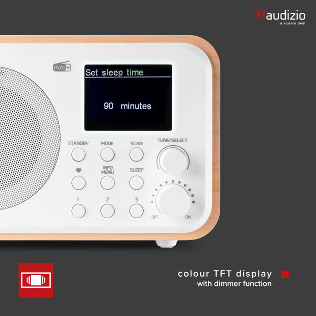 DAB radio met Bluetooth - Audizio Milan - DAB radio retro met accu en FM radio - Wit