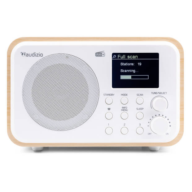 DAB radio met Bluetooth - Audizio Milan - DAB radio retro met accu en FM radio - Wit