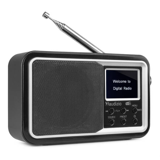 Draagbare DAB radio met Bluetooth - Audizio Parma - wekkerradio - FM radio - retro radio - Zwart