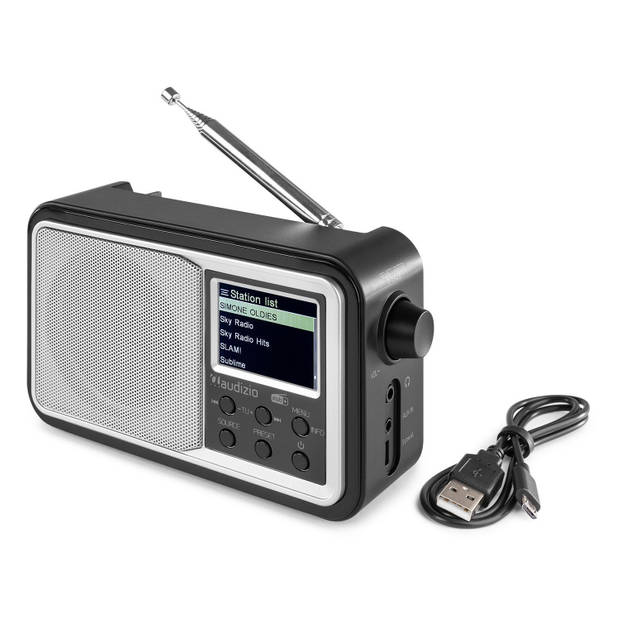 Draagbare DAB radio met Bluetooth - Audizio Parma - wekkerradio - FM radio - retro radio - Zilver